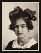 Frida Kahlo as a child with big bow, MAGNET,  LARGE 3.5 x 4.5 inches, Artist
