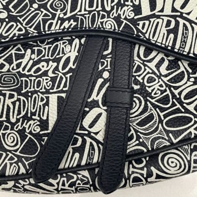 CHRISTIAN DIOR x SHAWN STUSSY 2020 Men's Blue Logo Grained Leather