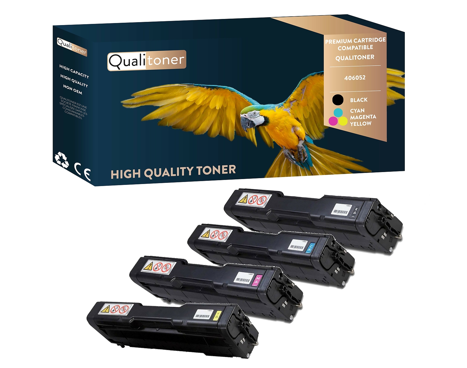 Toner RICOH AFICIO compatible QUALITONER pack de 4 cartouches Noir et Couleur