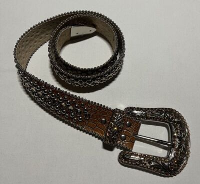 BB Simon Bling Studded Western Womens Leather Belt NWOT