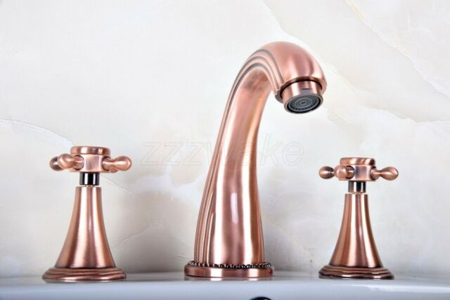 Rubinetto da bagno diffuso in rame rosso antico 2 manici a croce rubinetto miscelatore Rubinetto da bagno diffuso in rame rosso antico 2 manici a croce rubinetto miscelatore