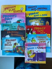 FROGGY LOT 11~Jonathan London~CAKE~SWIM~EATS OUT~BED~CHRISTMAS~KISS~SOCCER~BIKE~