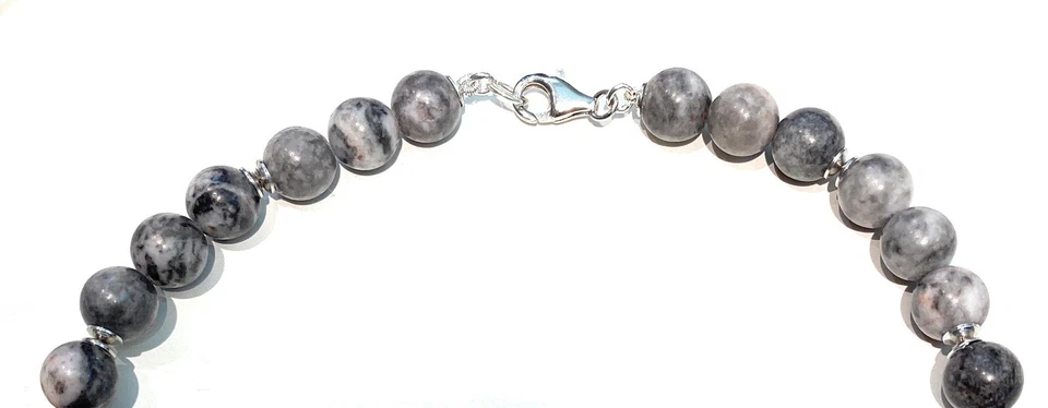 Collana diWa Jewels Diaspro Rosa Zebrato Argento Rodio bianco Onice nero - Immagine 3 di 3