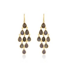 Gold Plated Pear Chandelier Labradorite Earrings For Special Occasion Jewelry