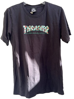 Thrasher Magazine Roses T-Shirt Mens Size Medium Black Short