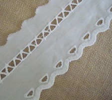 5.5 Yards 3.5'' Wide Cotton Blend Fabric with Embroidered Flower Ivory 1050