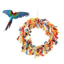 Bird Colorful Rope Hanging Ring Parrot Preening Grooming Chew Climb Biting Toy