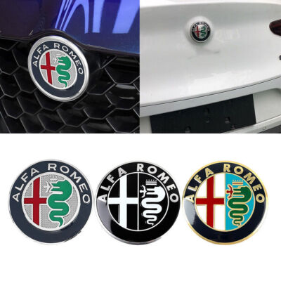 NEU 2x 74mm Kühlergrill Heckklappe Emblem 147 156 159 für Alfa Romeo Giulia Mito