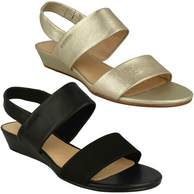 SENSE LILY LADIES CLARKS LEATHER SLIP ON SLINGBACK EVENING CASUAL WEDGE SANDALS | eBay