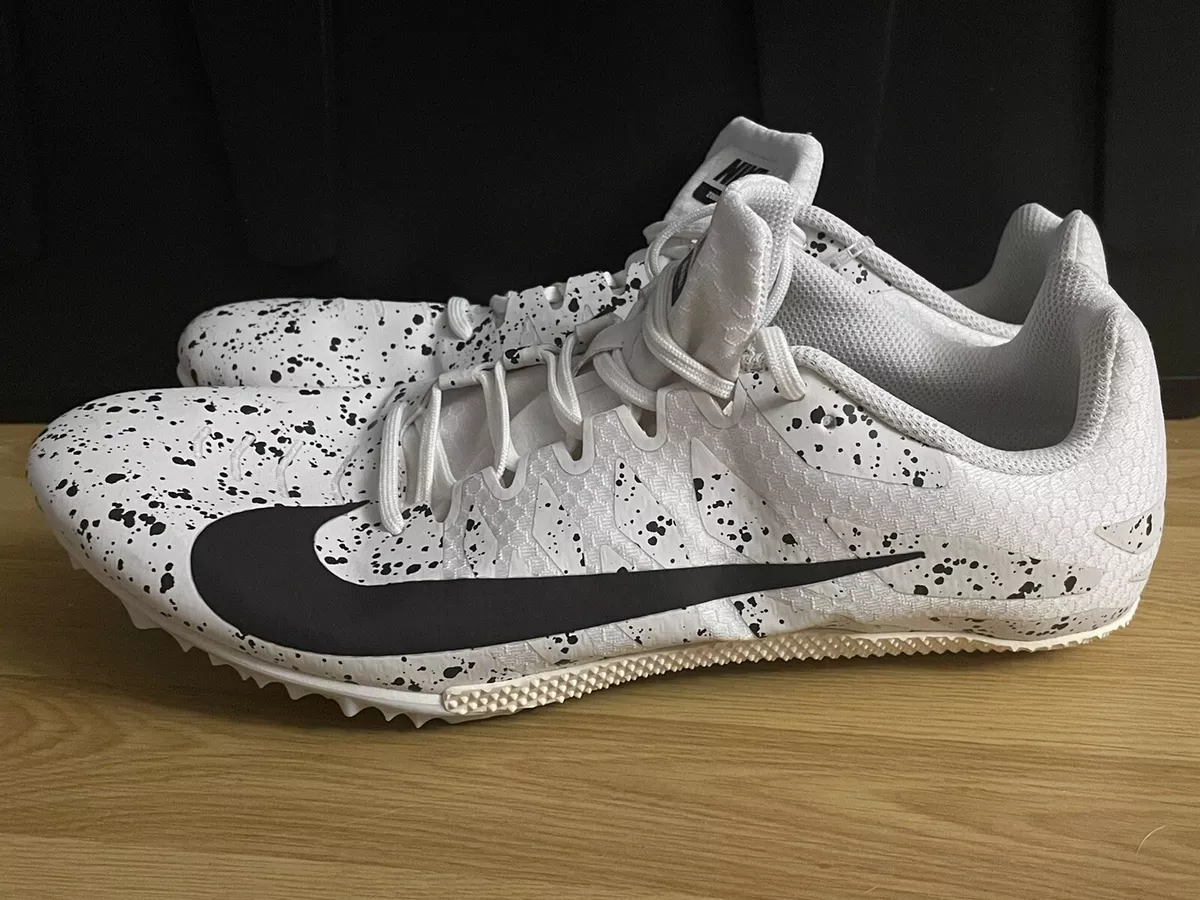 NEW Nike Zoom Rival S9 White Black Paint Splatter Men s Track Cleats Shoes SZ 13