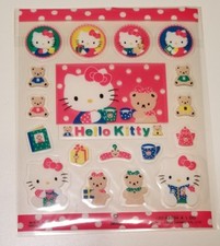 SANRIO "Vintage" Hello Kitty Plastic Stickers Sheet 5" x 6" Japan 1992