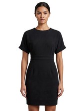ASOS Black Mini Dress Size 4 US Dolman Cuffed Sleeve Lined Polyester Elastane