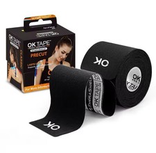 OK Tape Kinesiology Tape Roll - 20 Individual Precut Tape Pieces - Black