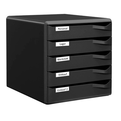 LEITZ Schubladenbox Post-Set  schwarz 52930095, DIN A4 mit 5 Schubladen, 1...