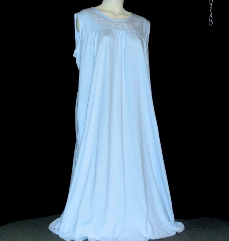 NEW CROFT & BARROW XL LIGHT BLUE COTTON/POLY KNIT SLEEVELESS MIDI NIGHTGOWN - Image 3 of 4