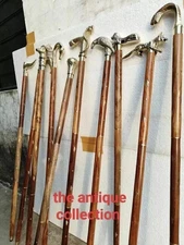 Antique Brass Walking Stick Different Handle Wooden cane Gift Deco Lot of 10 Pcs