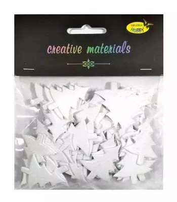 5902581195692 Choinki z pianki brokatowej białe ok 60szt Galeria Hobby