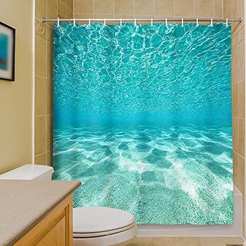 Süßer blauer Ozean Duschvorhang, Natur Unterwasser 71" Breite x 71" Länge (1er Pack) türkis - Bild 2 von 7