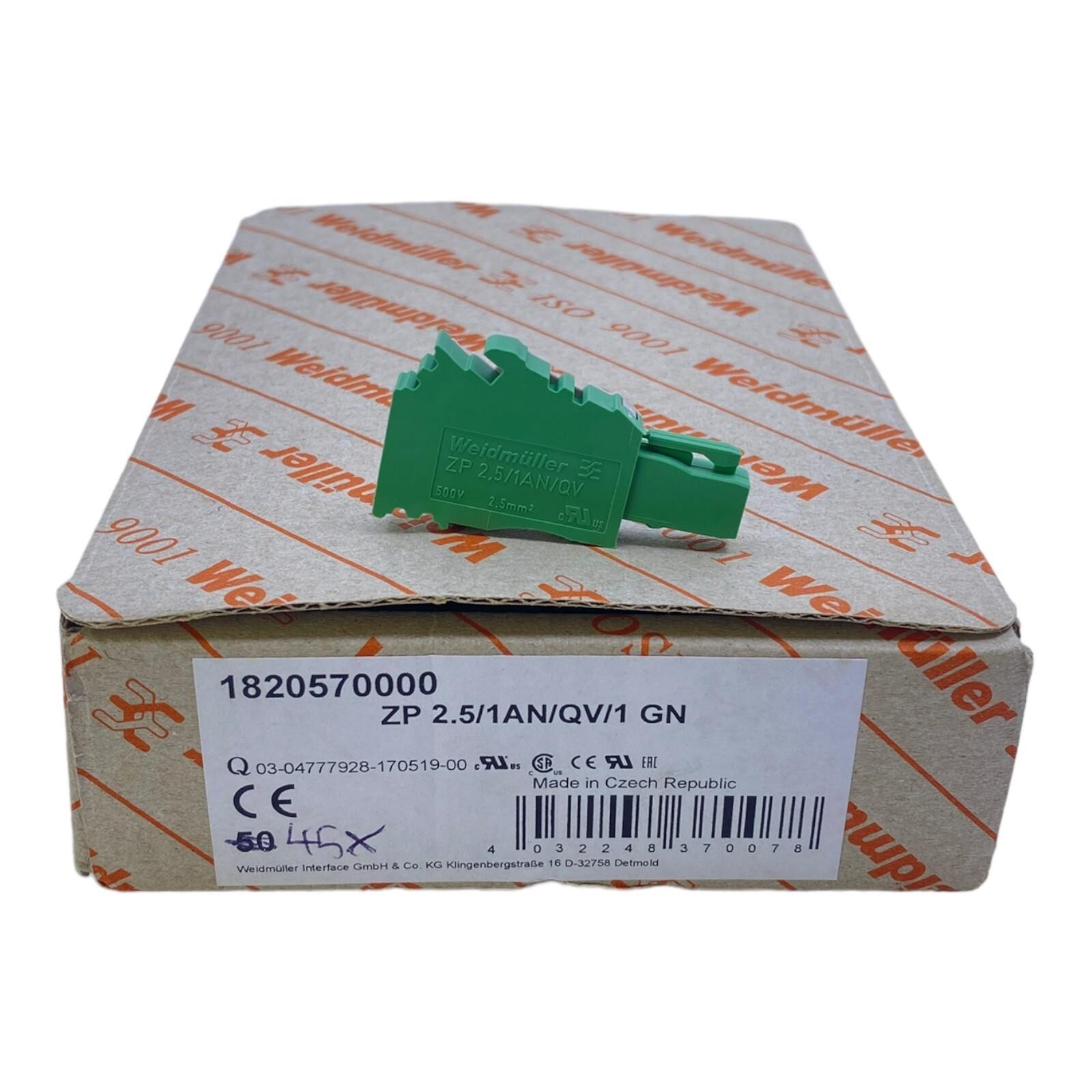 Weidmüller ZP2.5/1AN/QV/1GN Terminal 1820570000 Pack:35PCS