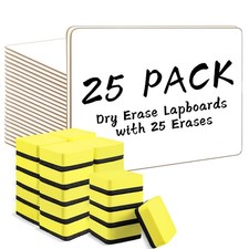 HERKKA 25 Pack Double Sided Dry Erase Lapboards 9x12.5 in with Erasers