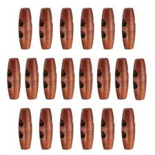 20pcs Wooden Toggle Buttons 30mm 2-Hole Wood Olive Sewing Button, Maroon