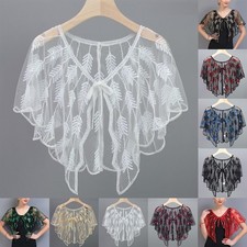1920s Retro Sequin Shawl Beaded Fashion Mesh Retro Sequin Shawl Sheer