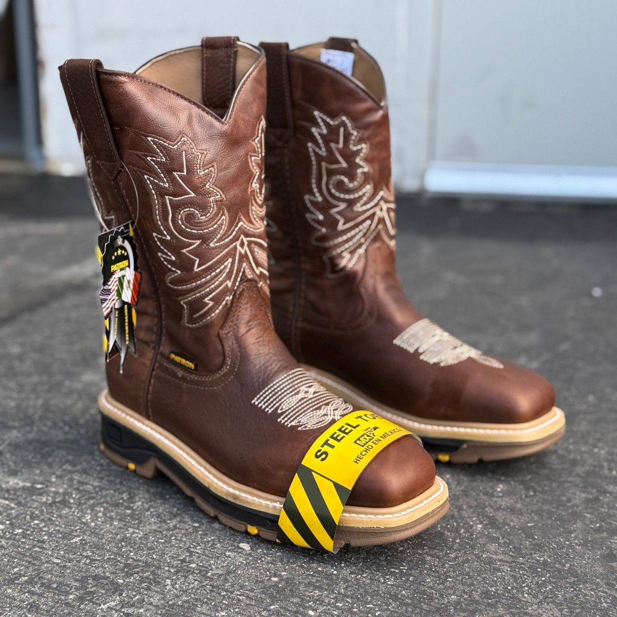 MENS WORK BOOTS DURABLE SOLES FULL GRAIN LEATHER STEEL TOE BULL