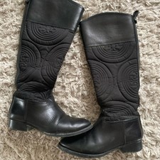 Tory Burch Black Quilted Riding Boots 6.5