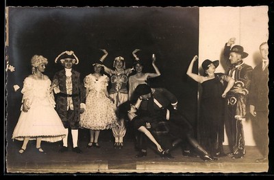 Photo postcard couple dancing at a carnival party 