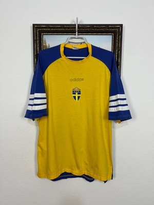 Vintage 90's Adidas Sweden Football Train Shirt Soccer Jersey National Size L