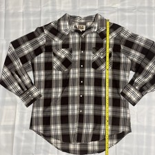 Vintage Ely Cattleman Western Pearl Snap Shirt Brown Plaid L