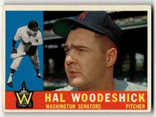 1960 Topps Hal Woodeshick #454 Washington Senators HIGHER GRADE GREAT!