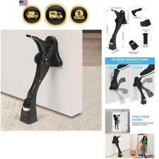 Black Kick Down Door Stoppers for Bottom of Door, Heavy Duty Kickdown Door St...