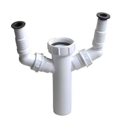Washing Machine Dishwasher Sink Waste Trap Double Outlet 1-1/ For 2 Inlet Trap