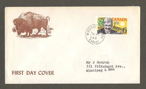 Canada first day cover, Cachet,  Lecner Buffalo Cachet, 1969 Leacock [ 728