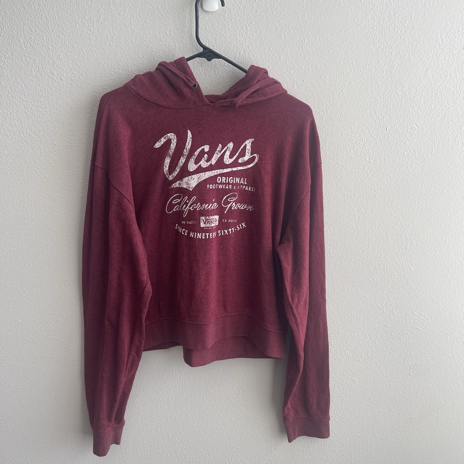 Vans Hoodie Mens Large Maroon Graphic Logo Pullover Sweatshirt