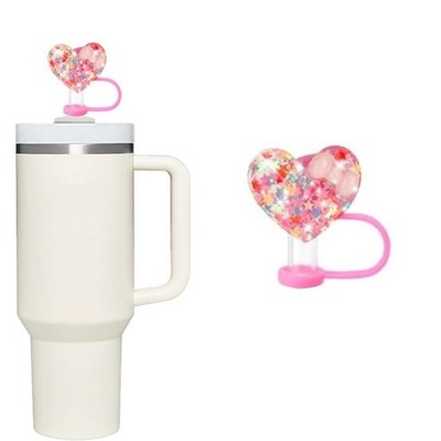 Pink Hearts Straw Covers Cover for Stanley Cup Tumbler 30 oz / 40 oz, Cute Pi...