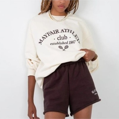 Mayfair Group Athletic Club Sweatshirt Embroidered OS Cream Oversized Tennis