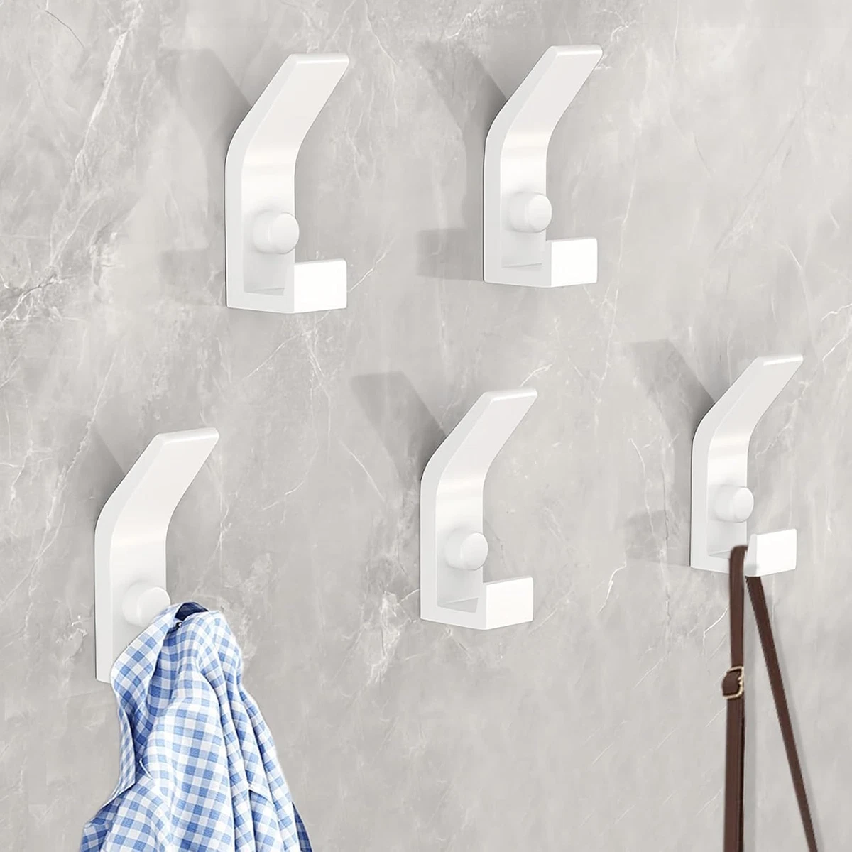 Merriway BH00226 Doppio Gancio Appendiabiti A Muro - Ottone Pieno 10 Cm - Bianco - Resistente E Ideale Per IngresSo, Bagno E Cucina - 2