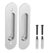 Recessed Finger Flush Pull Pocket Door Handle Sliding Closet Door Pull,Silver