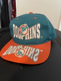 Vintage 90s Miami Dolphins Team NFL Snapback Hat Cap Aqua Orange