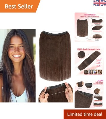 16 Zoll Halo Clip-In Echthaar Extensions - Dunkelbraun Remy Nahtloser Stil