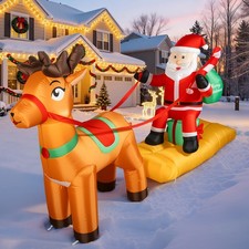 Christmas Inflatables with Santa Claus Reindeer Built-in LED Lights Blow Up