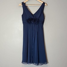 Adrianna Papell Blue Dress 3D Floral Babydoll Fairy Size 4 Y2K Holiday 1920s