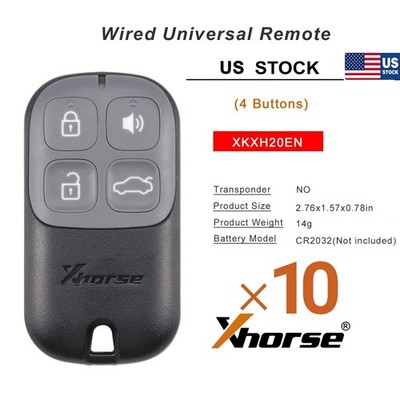 10x Xhorse XKXH20EN Wire Remote Key Shell Separate 4 Buttons for VVDI Key Tool