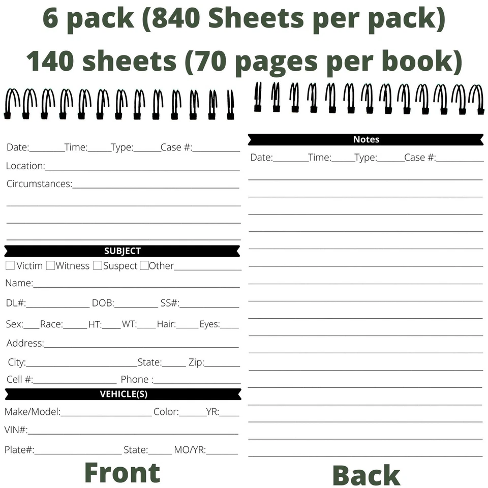 Law Enforcement Incident Report Notepads, Sheriff, Security & Police Gear, ED... - Image 2 of 4