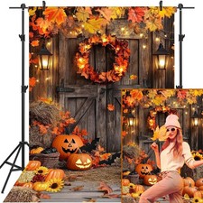 Mocsicka Fall Photography Backdrop Rustic Wooden Door Autumn 7x5ft,