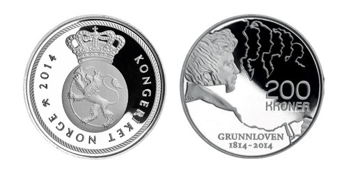 Norway 200 Kroner 2014- 200th Anniversary of Constitution-Royal Mint UNC in Box