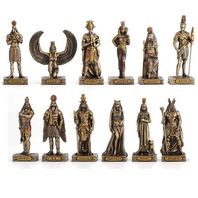 Veronese Design Egyptian Gods Resin Figurine Bronzed Statue, 12 PCs