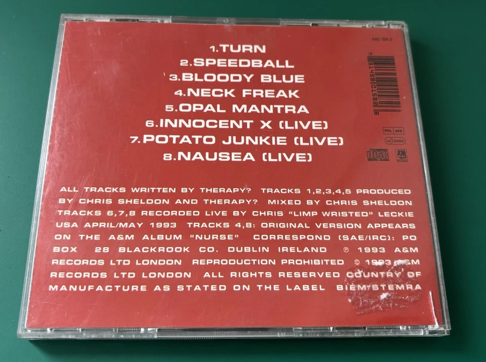 Therapy? – Born In A Crash (1993) CD - A&M Records – 540 158-2 - VG+ - Bild 4 von 4